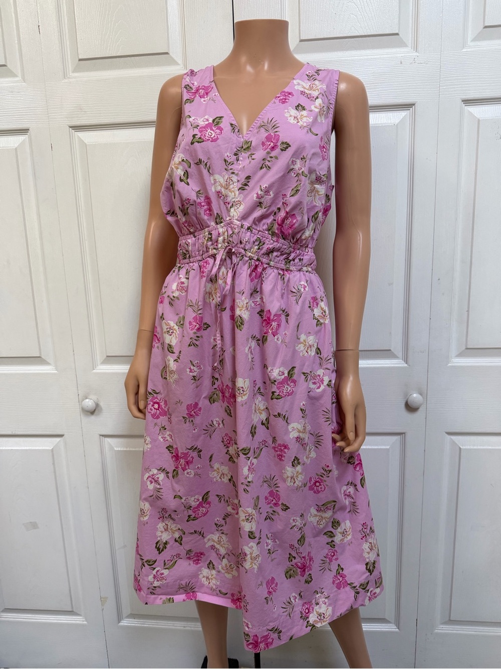 Lane Bryant Pink Floral Sleeveless Cotton Dress Women’s Size 16 - Picture 15 of 16